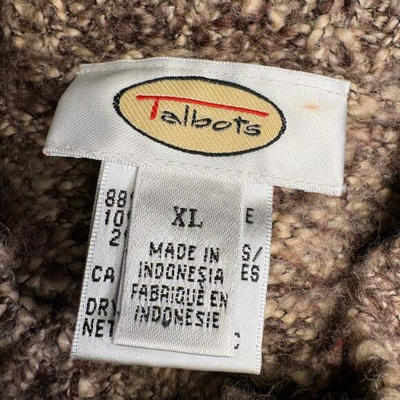 VTG Talbots Neutral Minimalist Mock Neck Wool Blend Knit Sweater Womens Sz XL - Picture 3 of 4